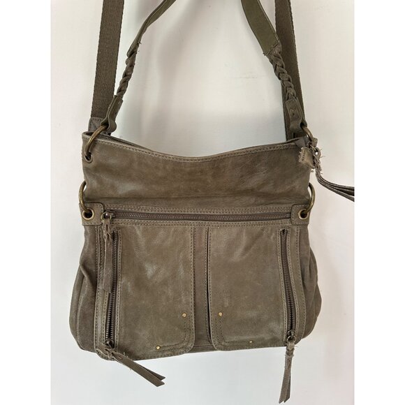 The Sak Olive Green Leather Crossbody Bag With Adjustable Strap & Multiple Zippe - Picture 15 of 16